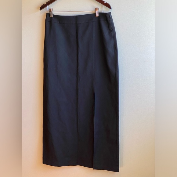 Pixie Market Black Long Maxi Midi Long Skirt with Front Slit Size Large - Picture 3 of 9